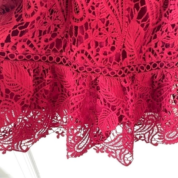 Lulu’s Dearly Beloved Red Crochet Lace Valentine’s Sundress Date mini Dress S - Picture 10 of 10